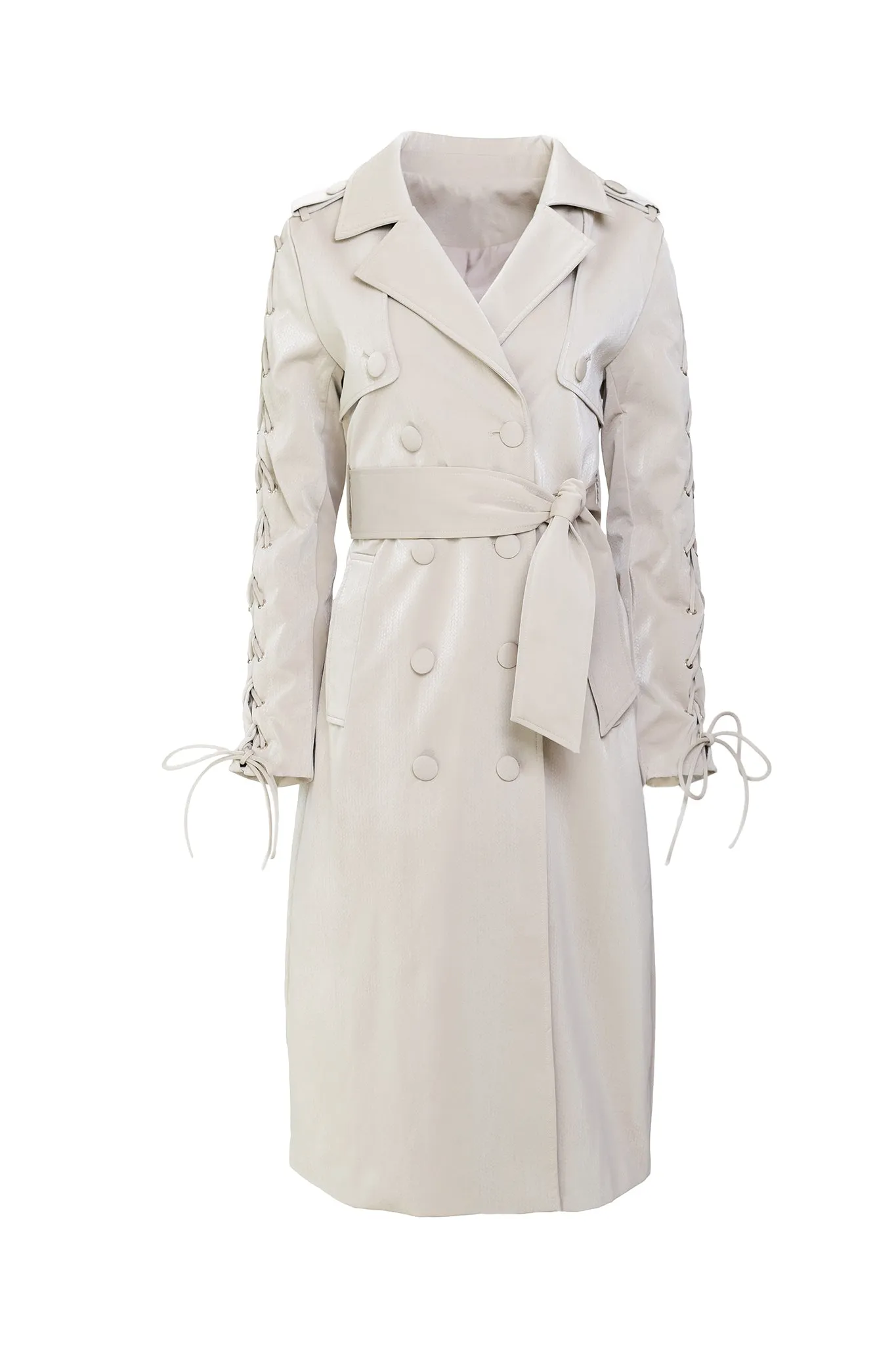 Lace-Up Back Trench Coat