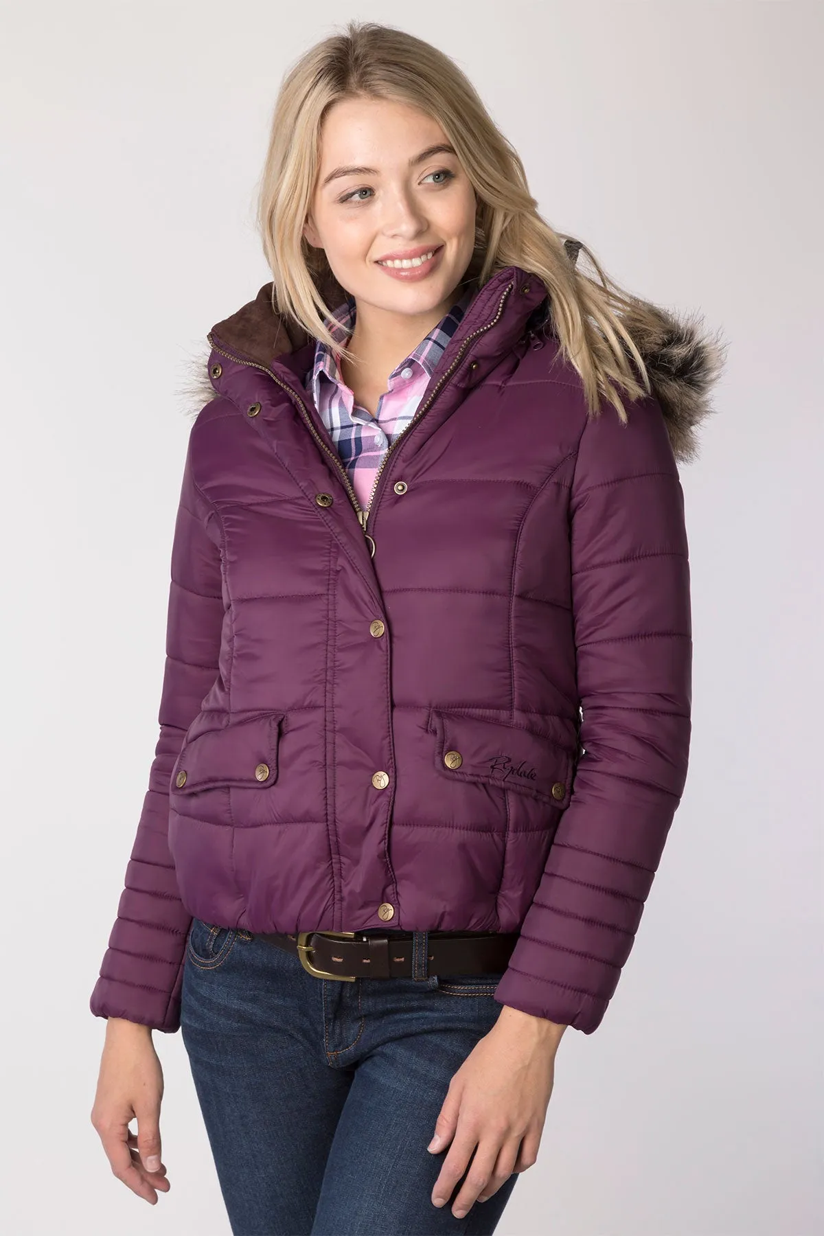 Ladies Short Fur Trim Coat - Arram