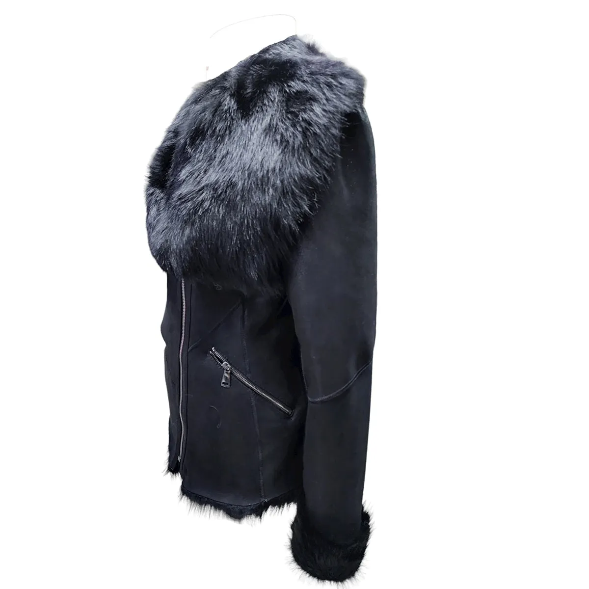 Leah Black Toscana Shearling Sheepskin Coat