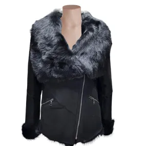 Leah Black Toscana Shearling Sheepskin Coat