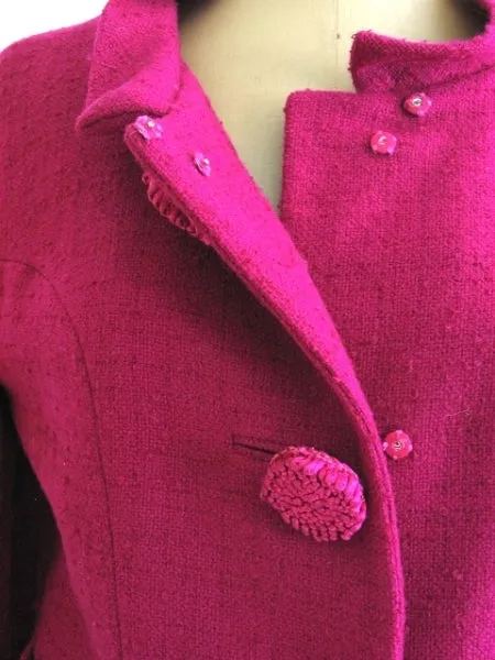 Lilli Ann Fuchsia w/ Pom-Pom Buttons