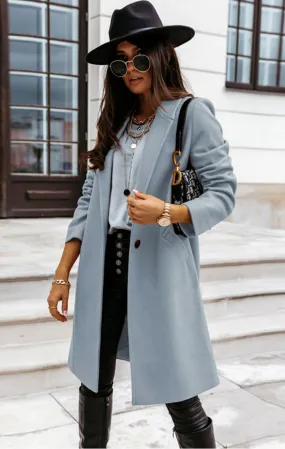 Long Sleeve Longline Coat with Pockets