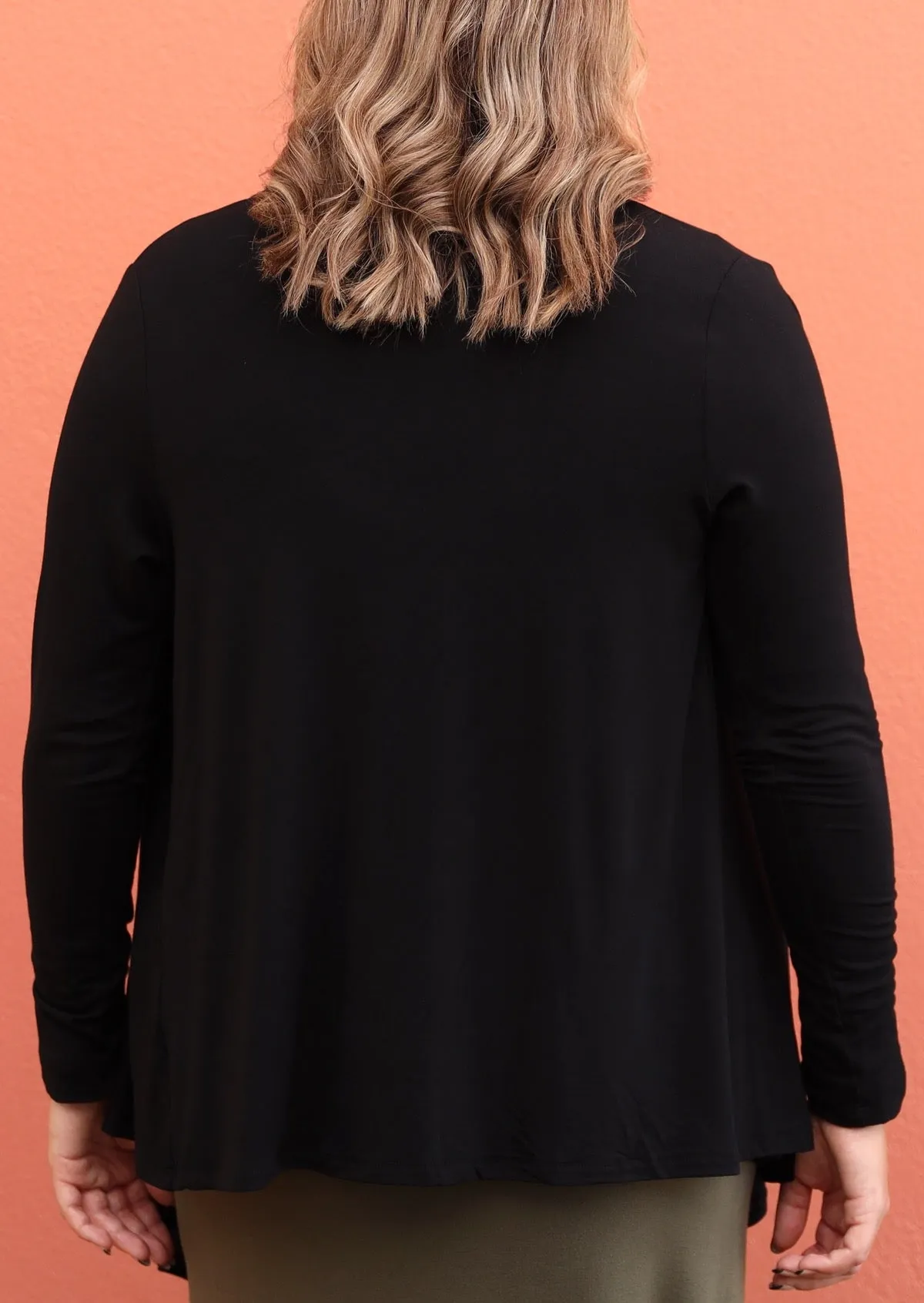 Long Sleeve Stretch Cardi Black