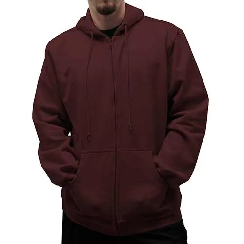 L/S Full Zipper Fleece Drawstring Hoodie 6400-452BT Burgundy - Big and Tall