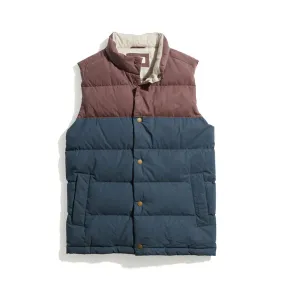 Marine Layer Flannel-Lined Puffer Vest - Peppercorn/Midnight Navy