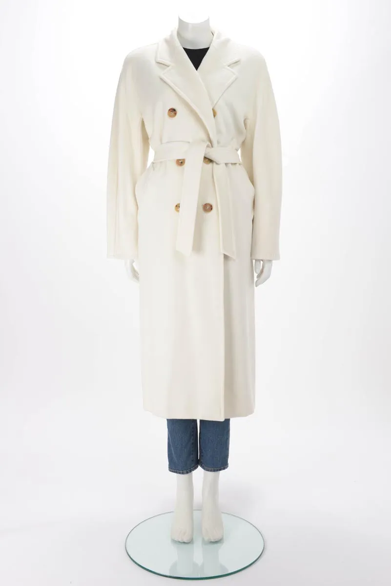 Max Mara White Wool Blend 101801 Icon D.B. Coat IT 42