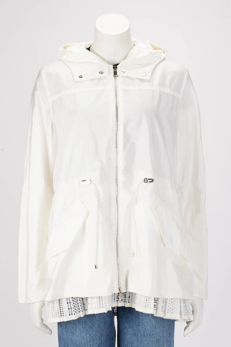 Moncler White Baaba Lace Trim Parka Jacket XL