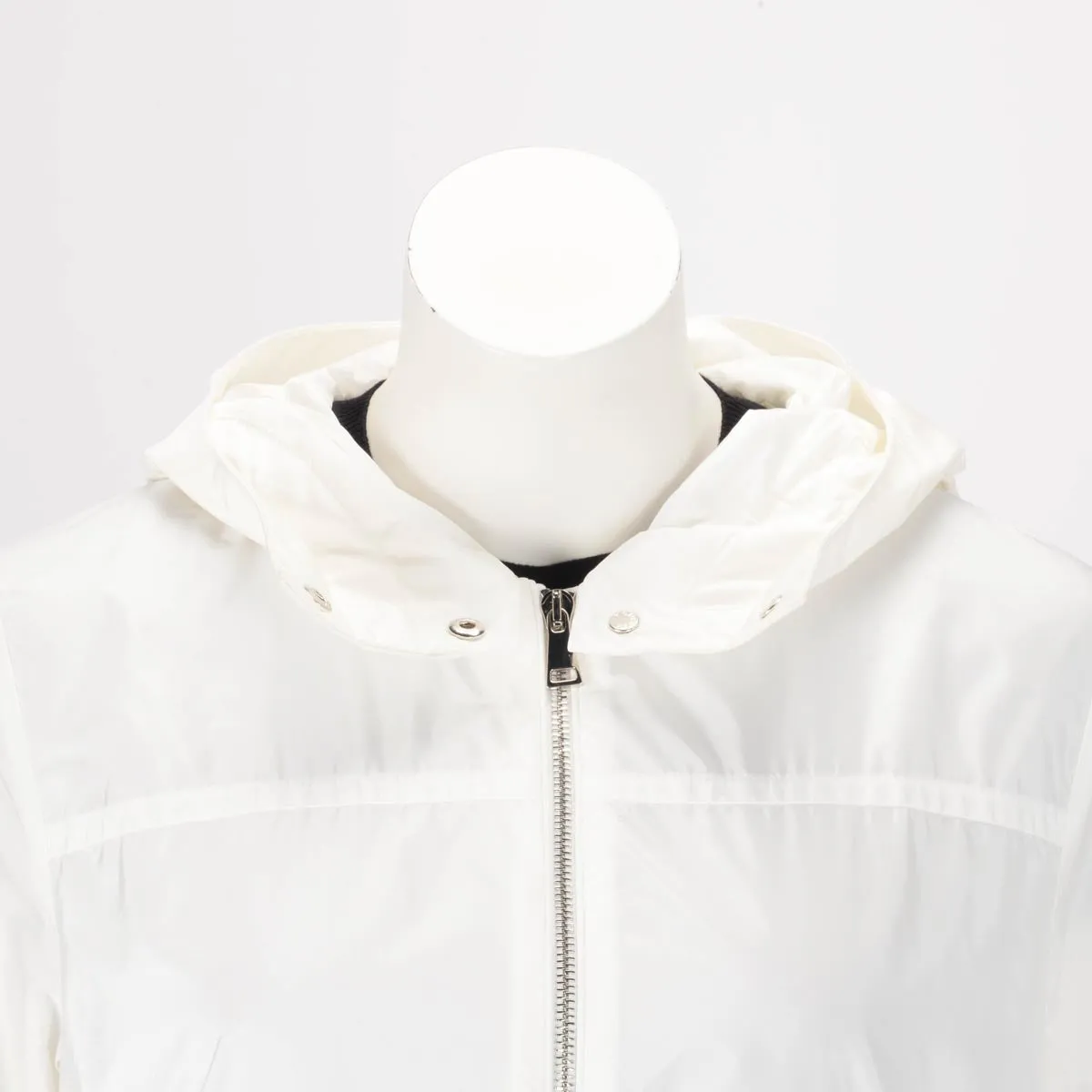 Moncler White Baaba Lace Trim Parka Jacket XL