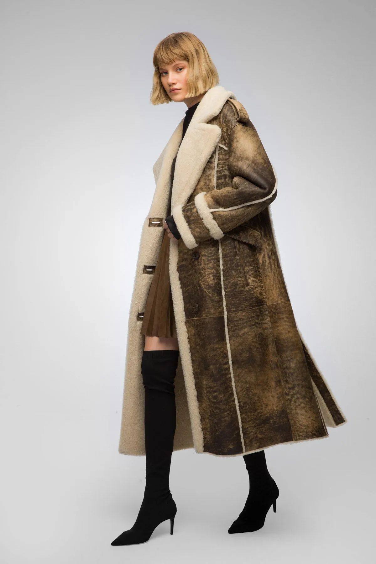 Morgane - Jungle Brown Shearling Coat