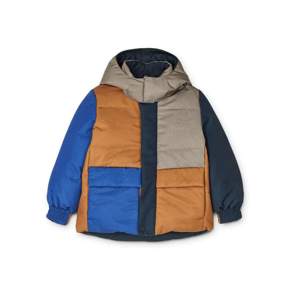 Paloma Puffer Jacket - Reversible Colour Block / Surf Blue Multi Mix