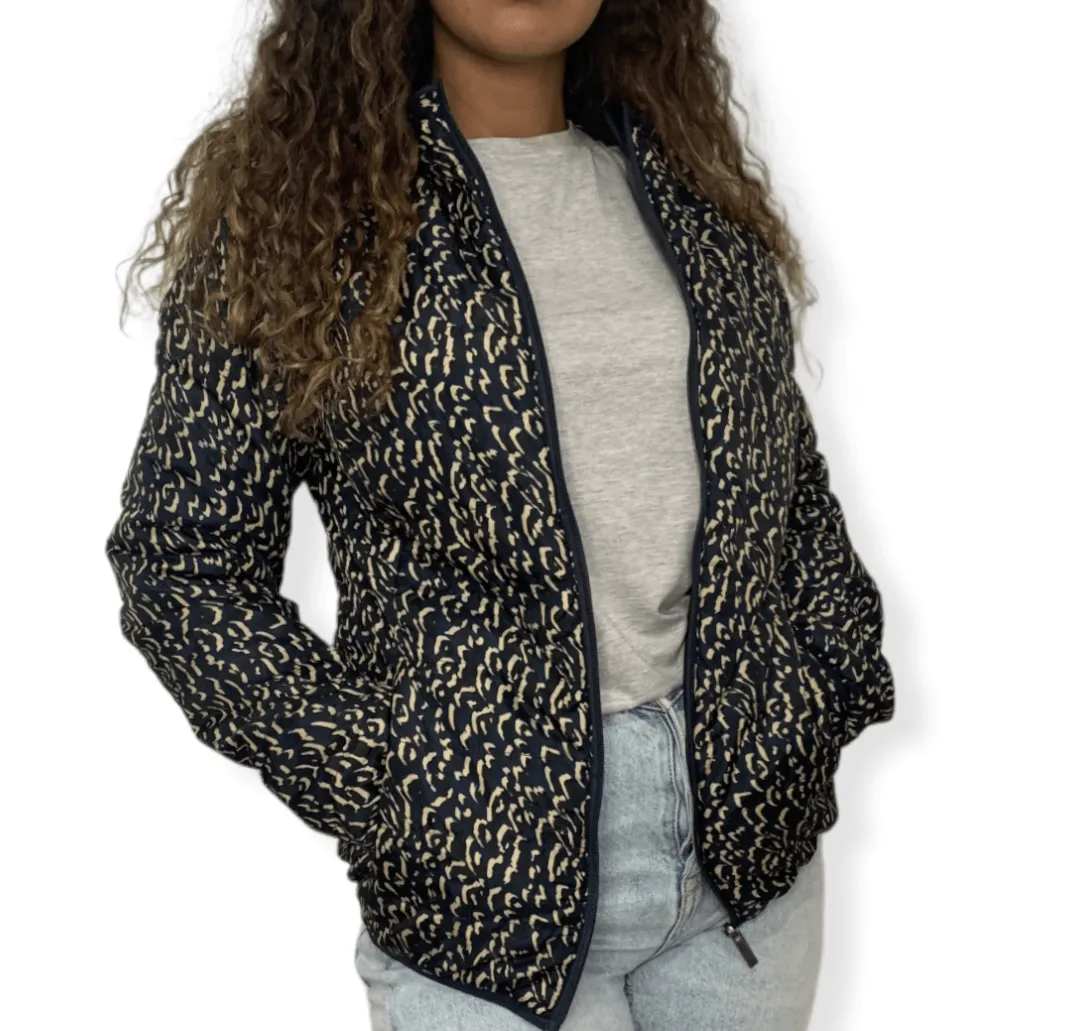 Puffer Women "Double-Face" Jacket - Dark Blue x Patterned