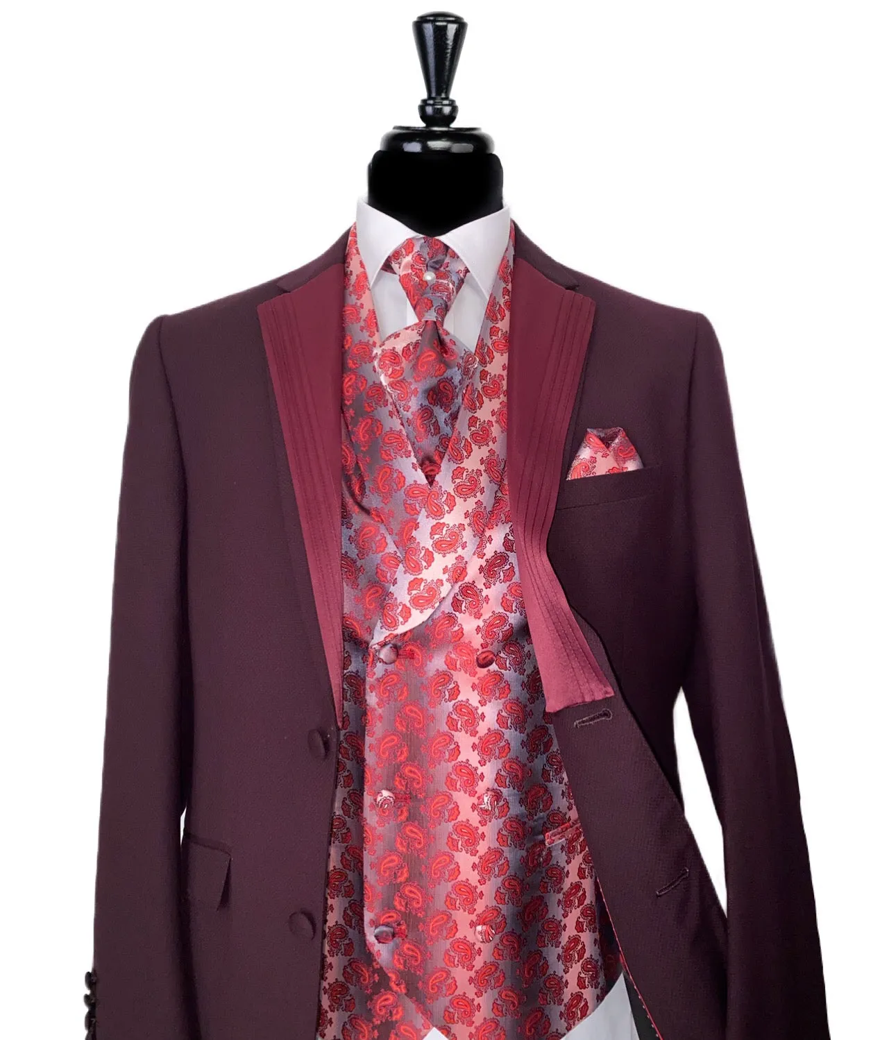 ROBERT SIMON Maroon Dot 5 Piece Wedding Suit