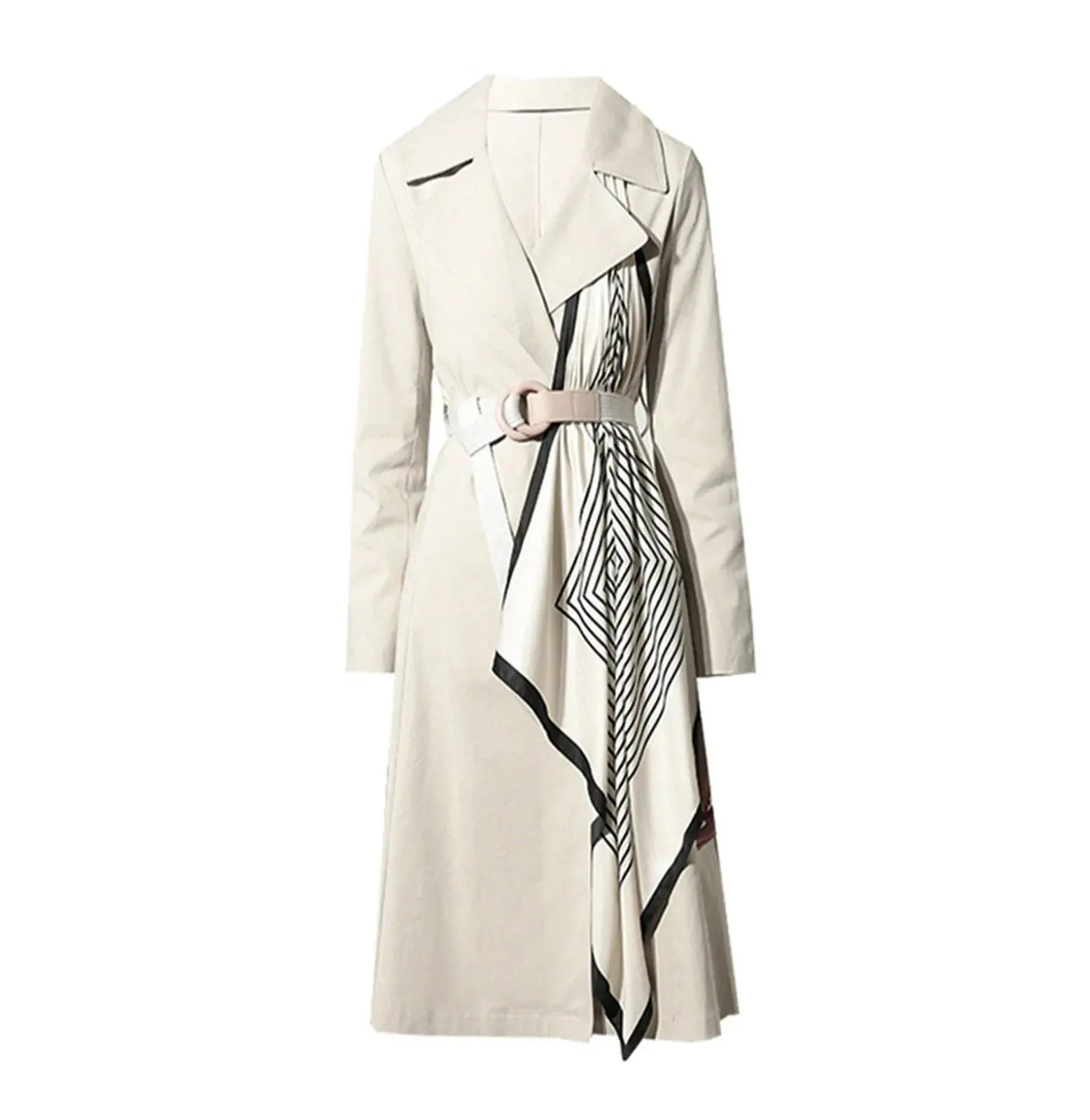 Satin Scarf Detail Belted Trench Coat