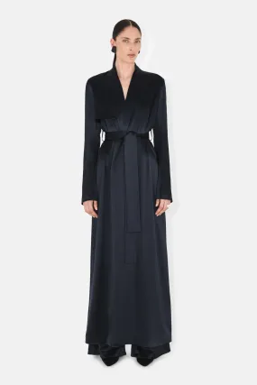 SATIN TRENCH COAT - MIDNIGHT