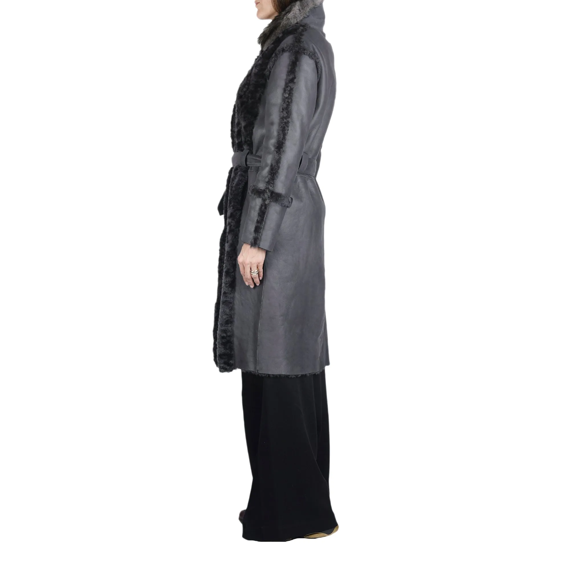 Shearling Coat Dark Grey