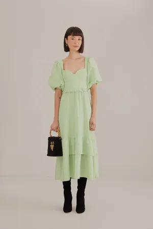 Soft Green Short Sleeve Midi Dress