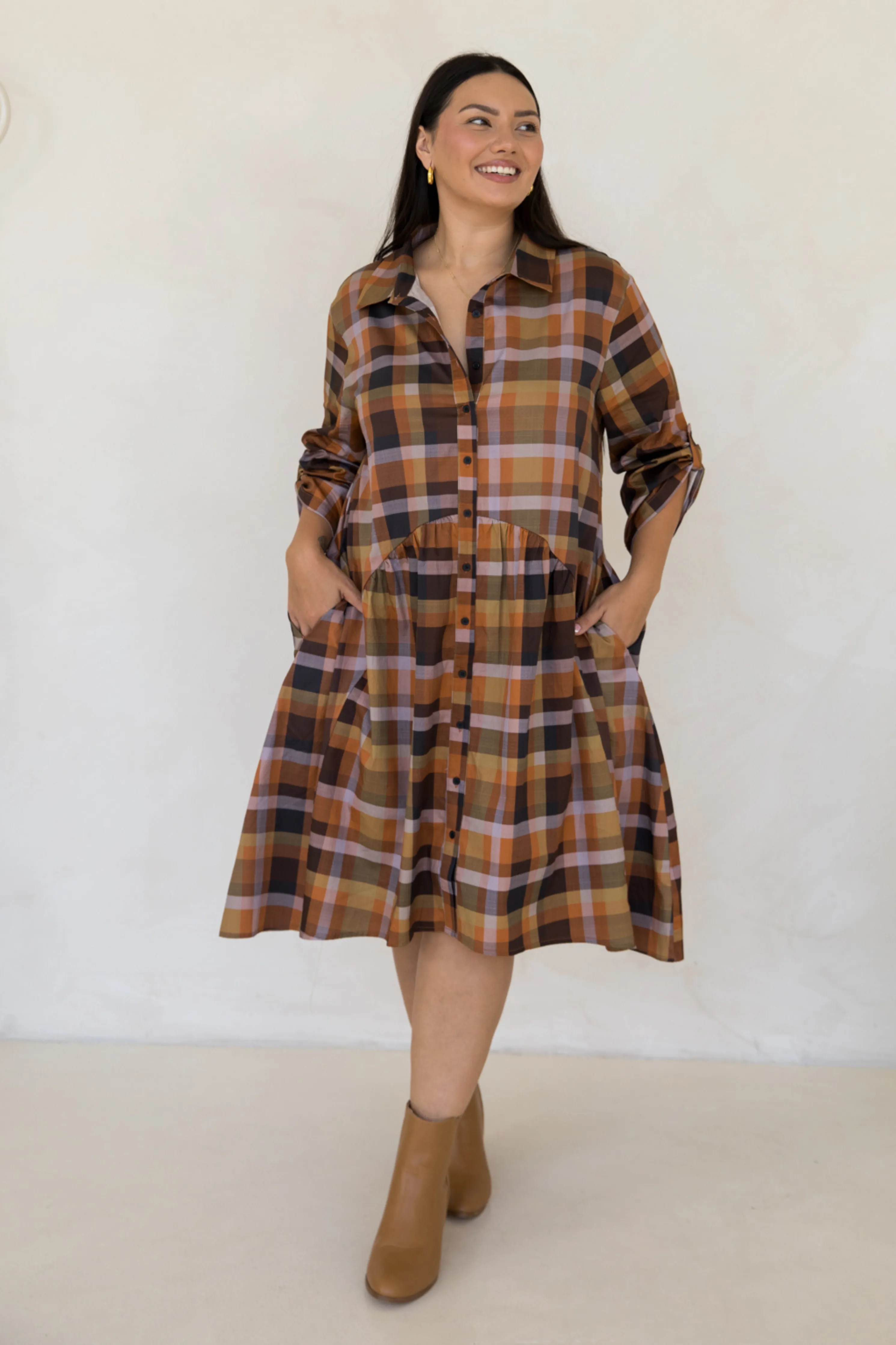 Soho Shirt Dress in Fall Check