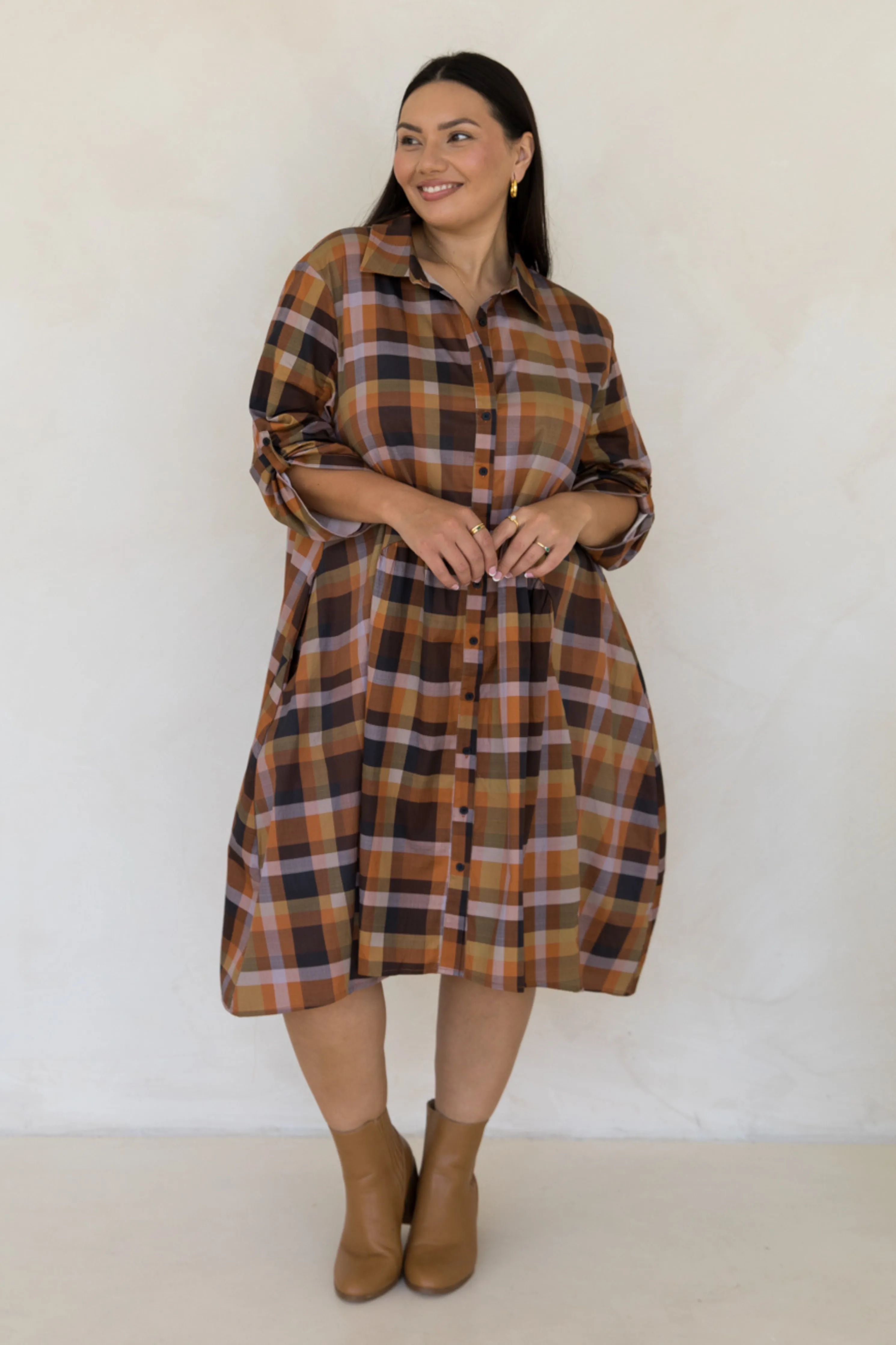 Soho Shirt Dress in Fall Check