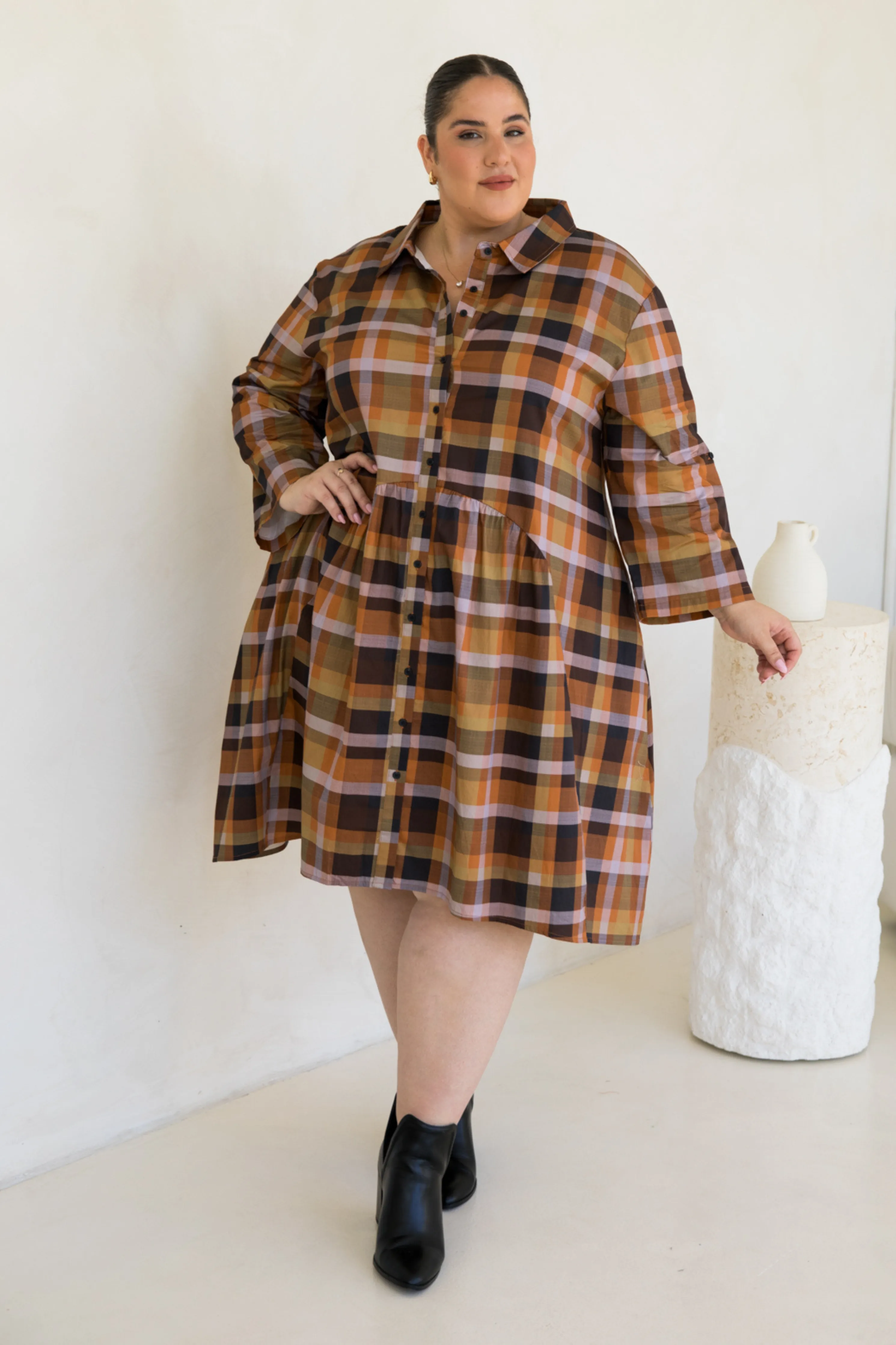 Soho Shirt Dress in Fall Check