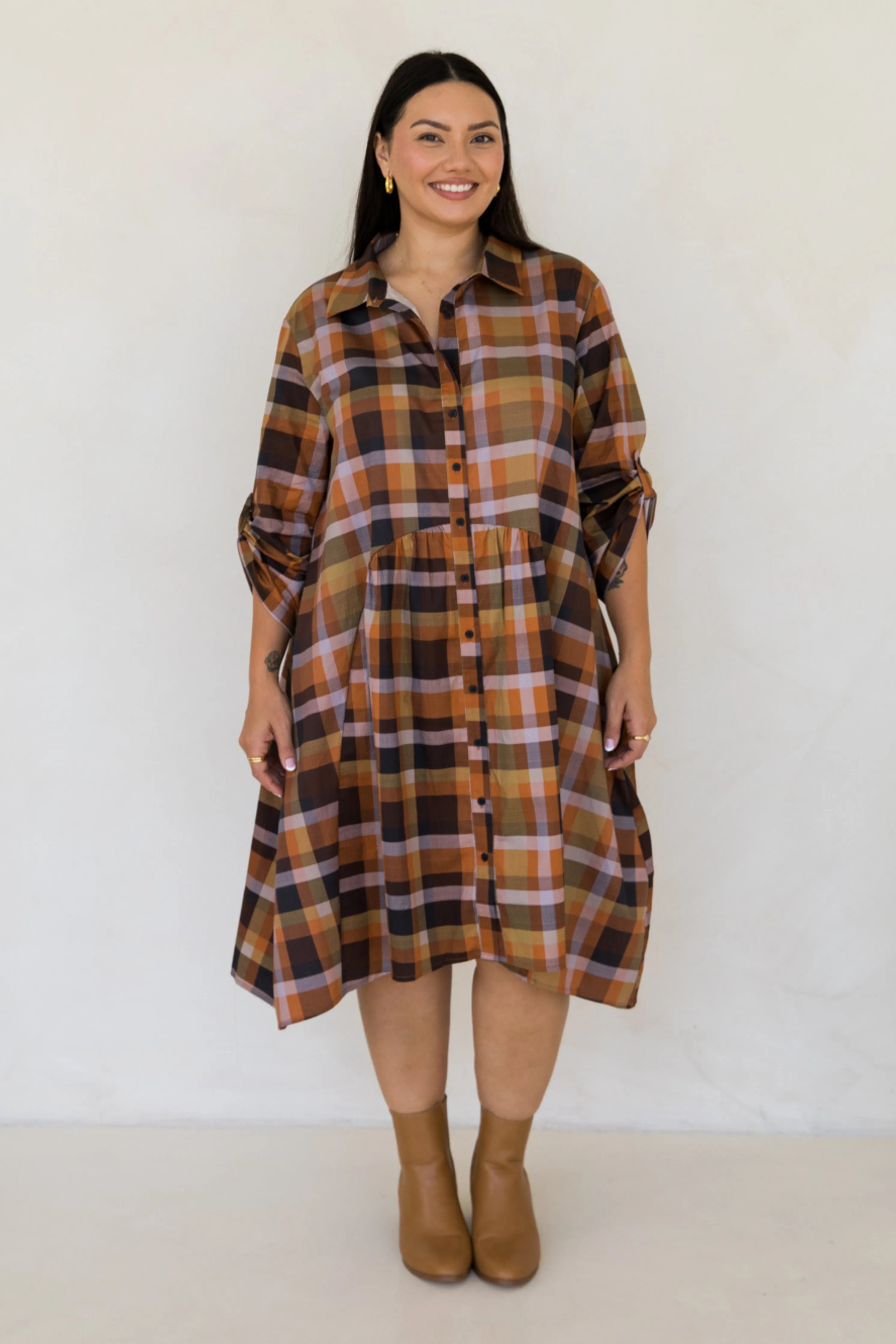 Soho Shirt Dress in Fall Check