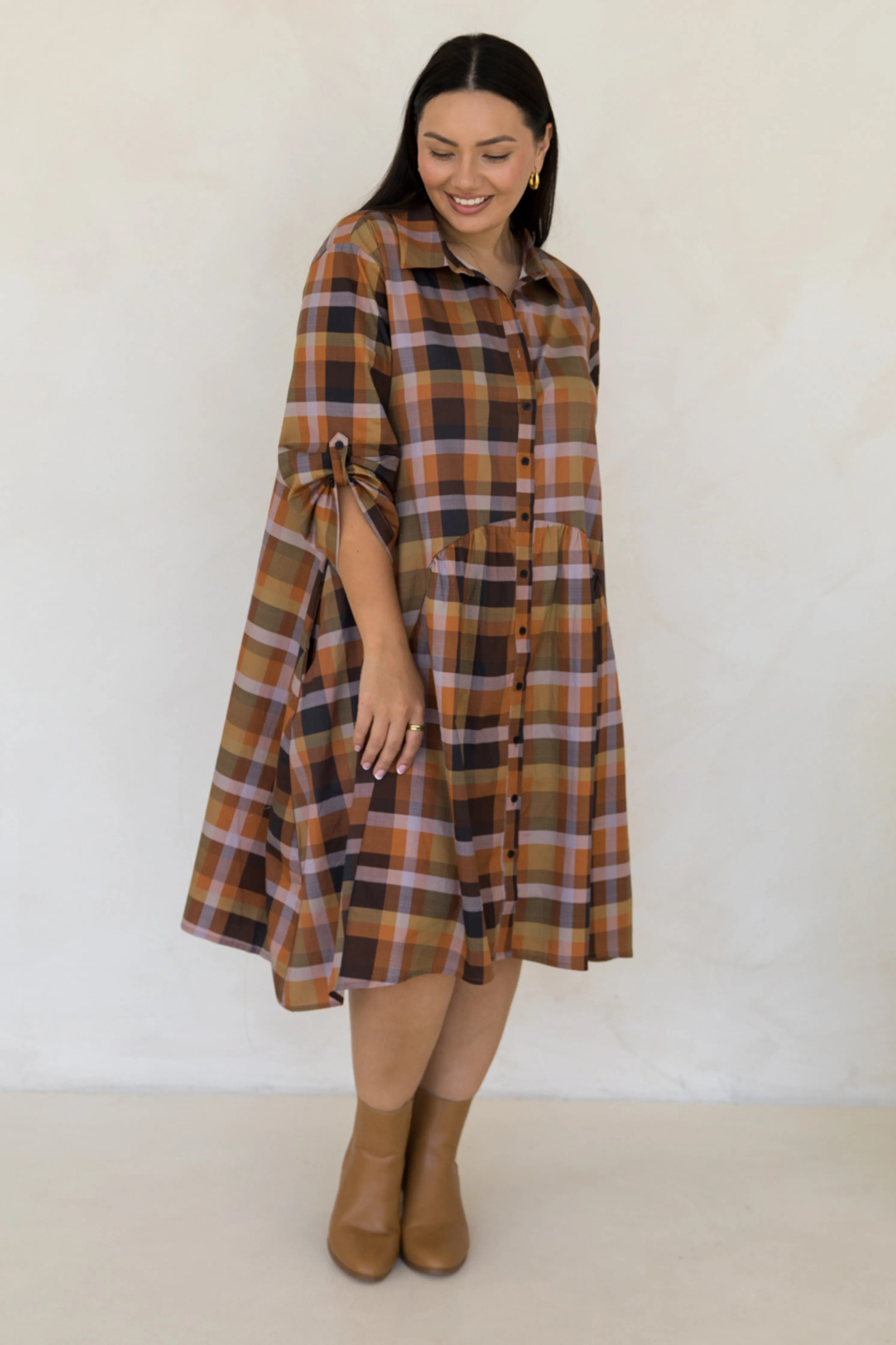 Soho Shirt Dress in Fall Check