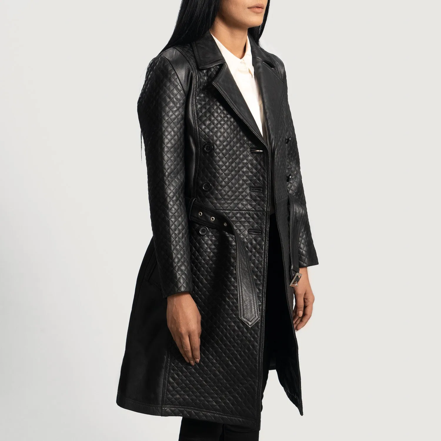 Sweet Susan Black Leather Trench Coat