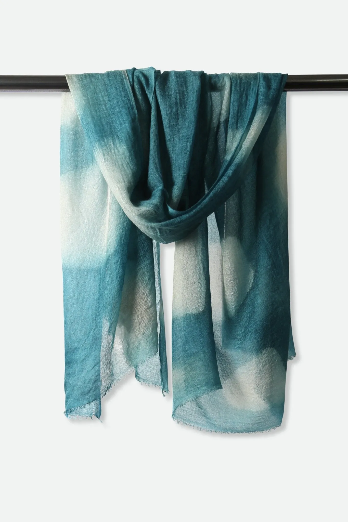 TEAL WINDOWS SCARF IN HAND DYED CASHMERE