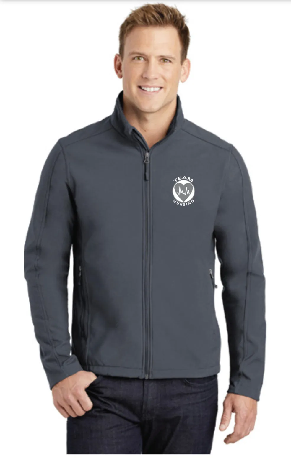 Team Nursing Soft Shell Jackets for MENS~CUSTOMIZABLE WITH NAME & CREDENTIALS.