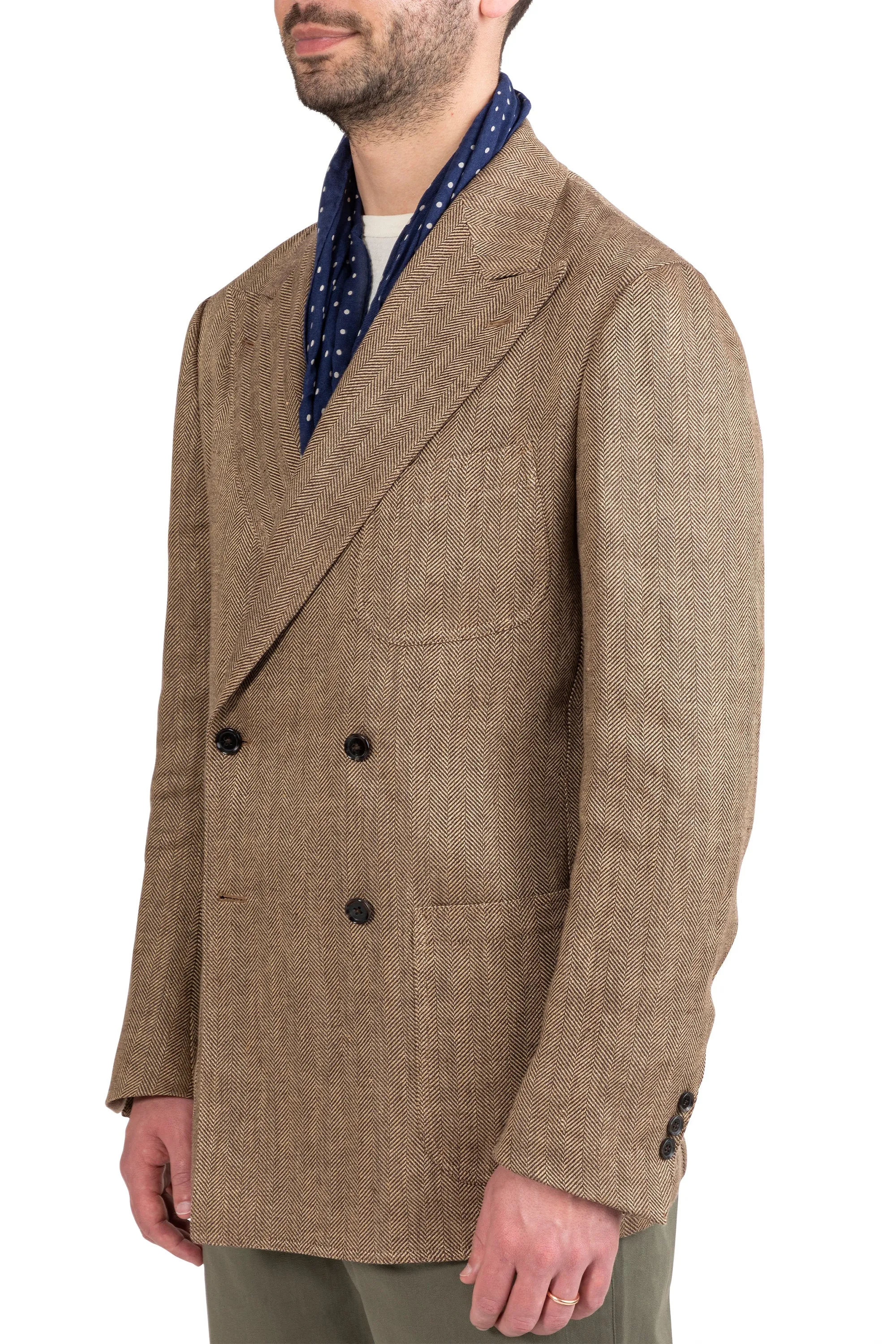 The Armoury Model 16 Brown Solbiati Linen Herringbone DB Sport Coat