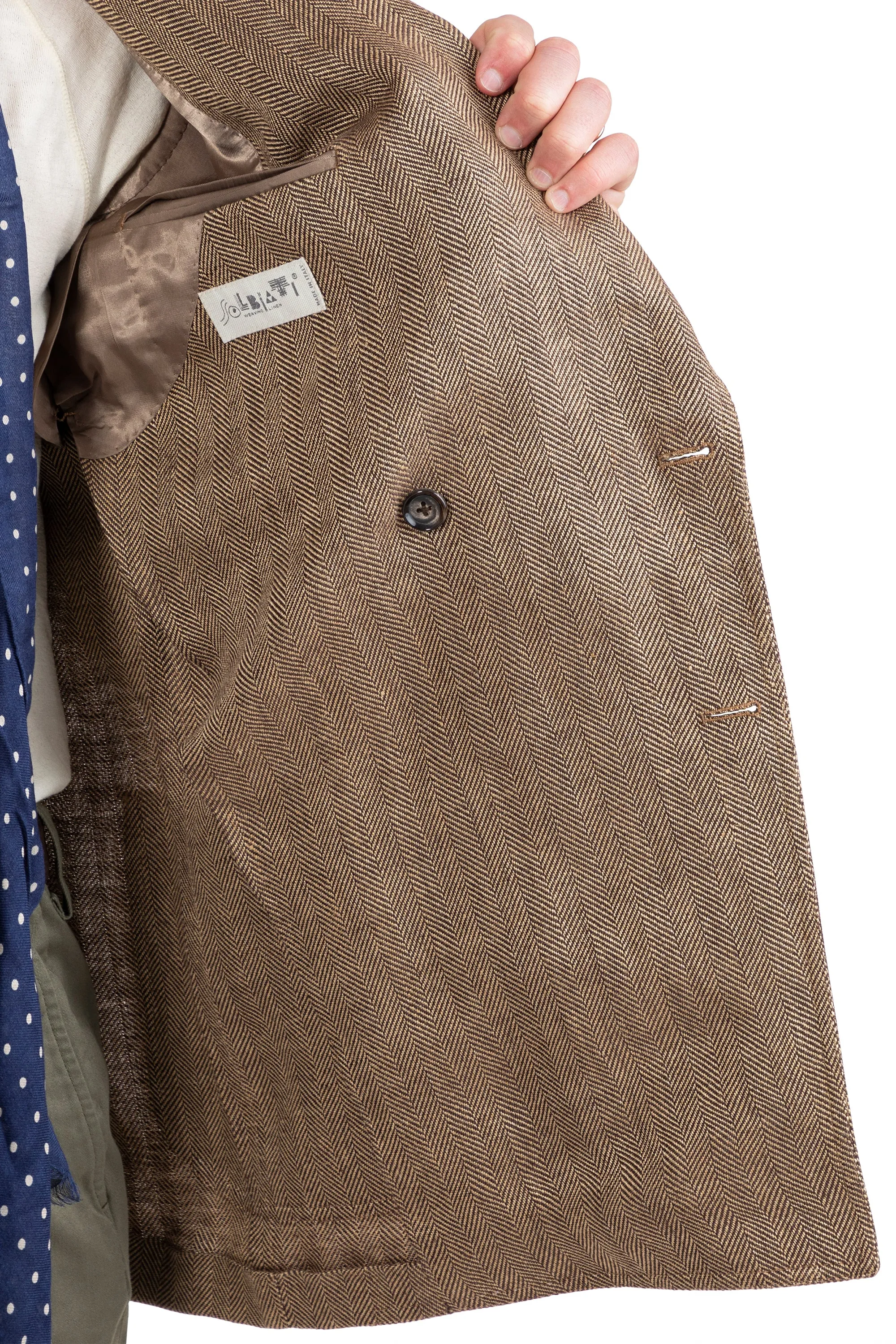 The Armoury Model 16 Brown Solbiati Linen Herringbone DB Sport Coat