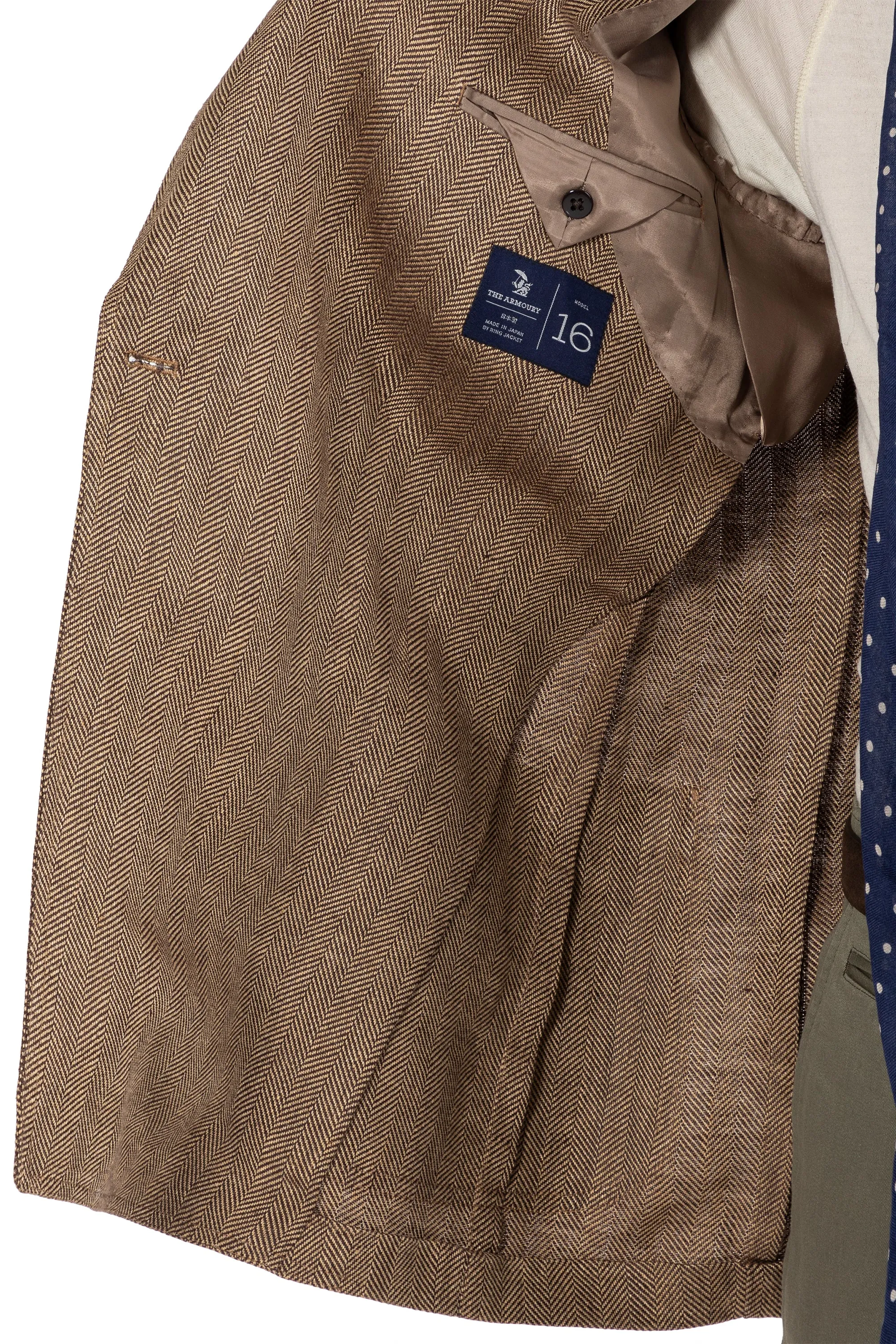 The Armoury Model 16 Brown Solbiati Linen Herringbone DB Sport Coat