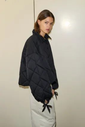 The Collared Quilt Coat - Black