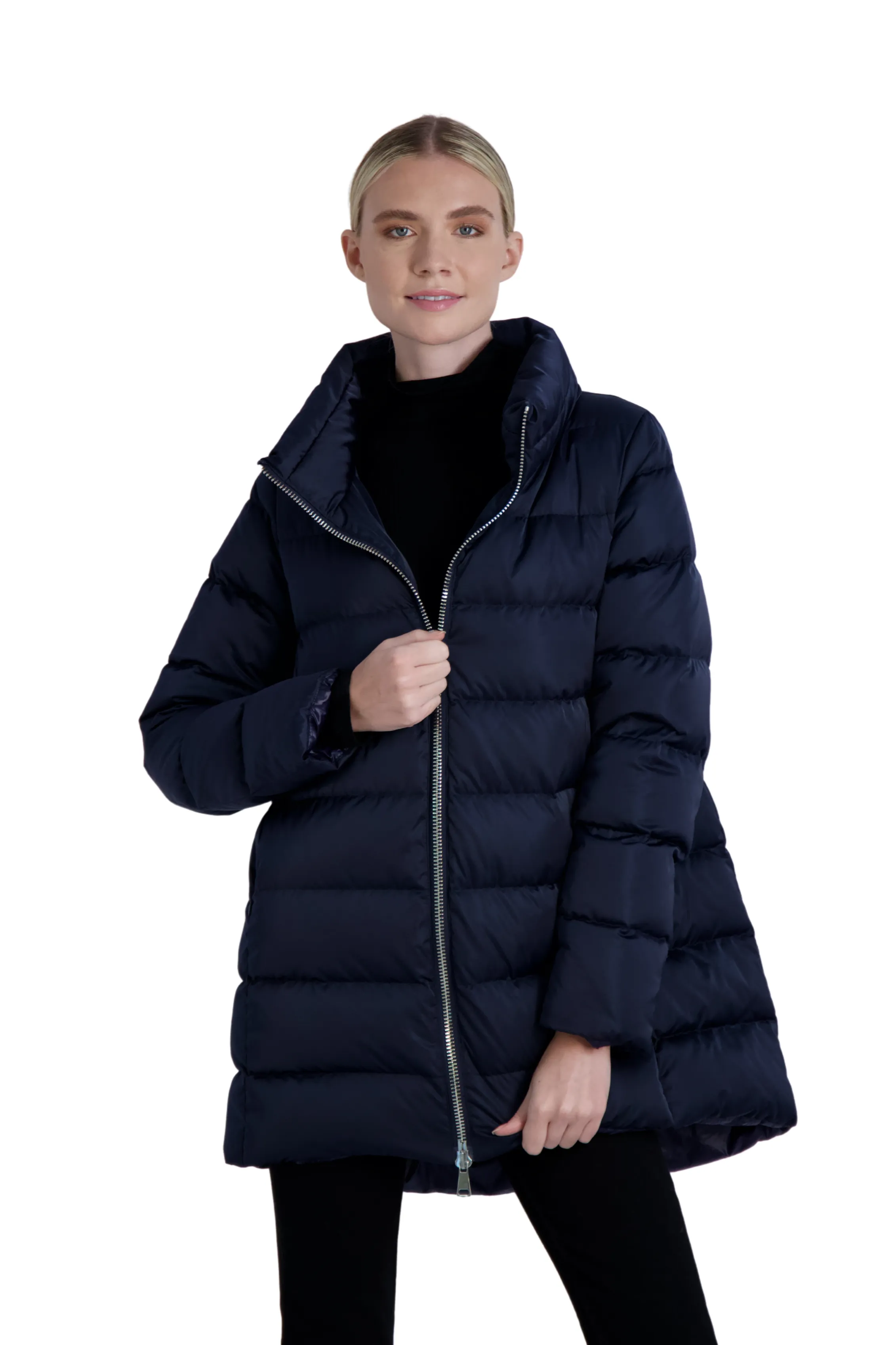 The Dorchester Down Coat with Chunky Zipper - WAREHOUSE MOVING SALE- FINAL SALE /No Returns/No Exchanges