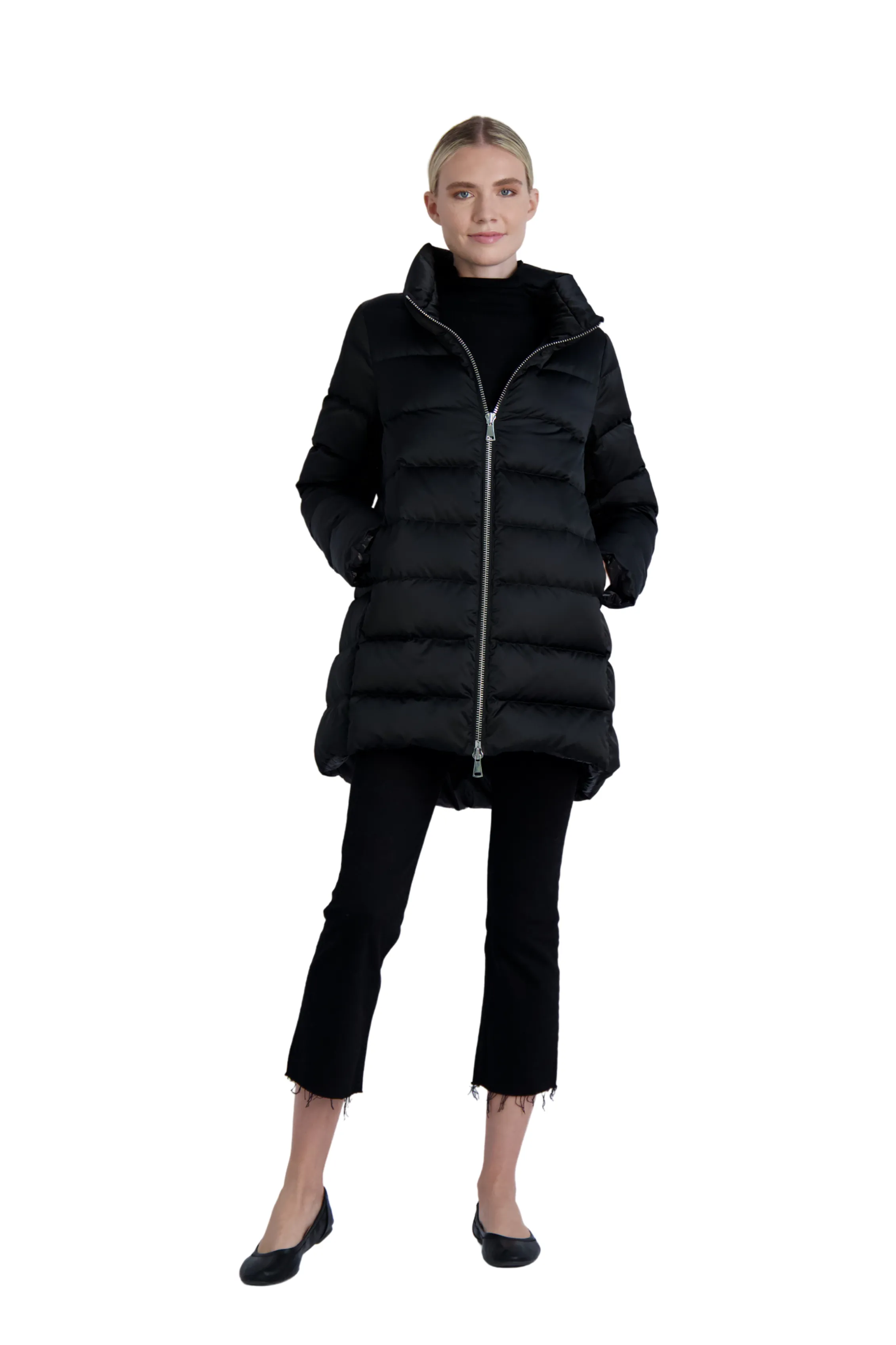 The Dorchester Down Coat with Chunky Zipper - WAREHOUSE MOVING SALE- FINAL SALE /No Returns/No Exchanges