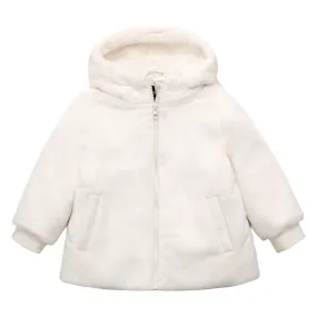 Toddler Girls' Fuzzy Mini Fur Jacket Winter Puffer Coat (2T-5T)