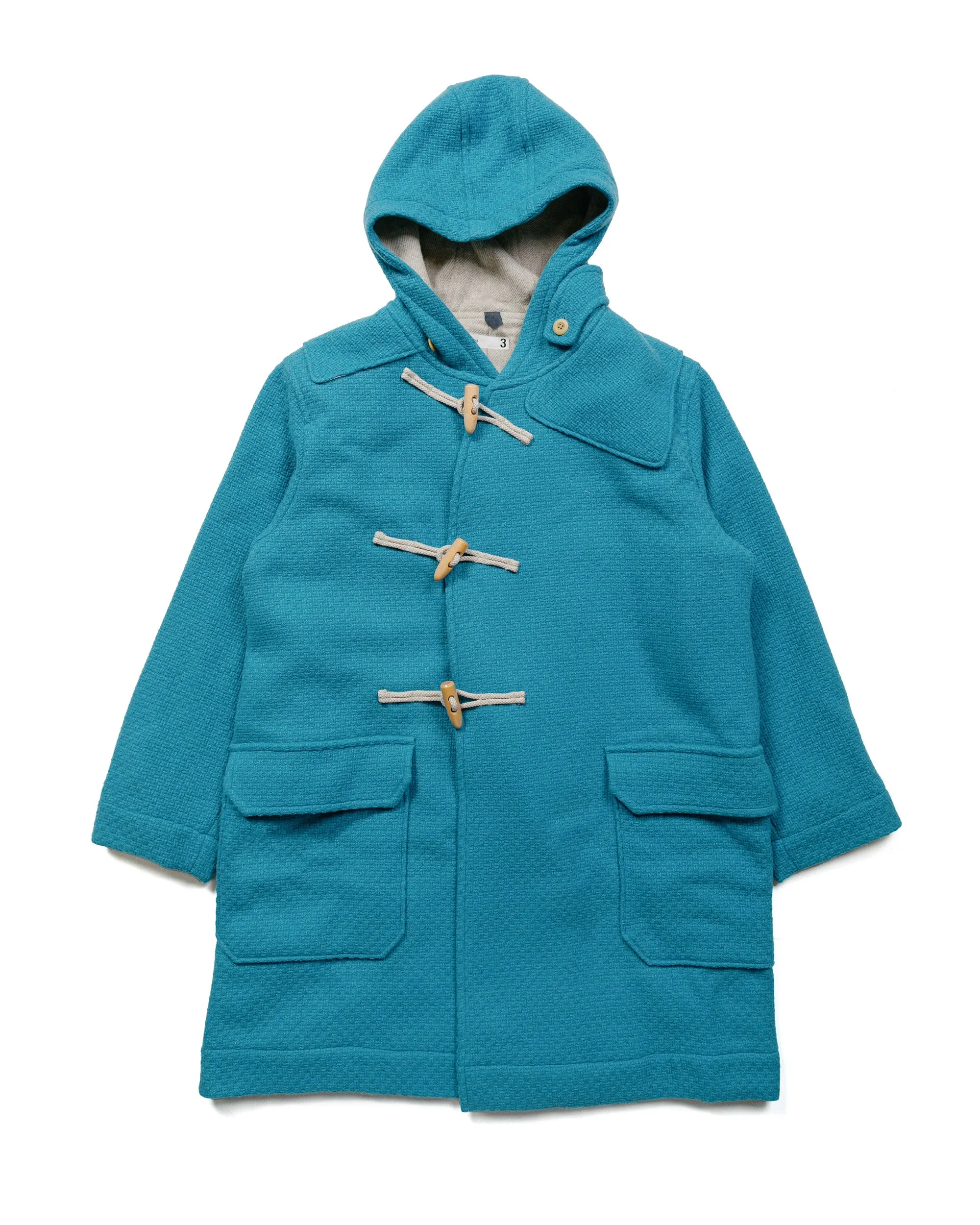 Blue Basketweave Dobby Cloth Duffle Coat