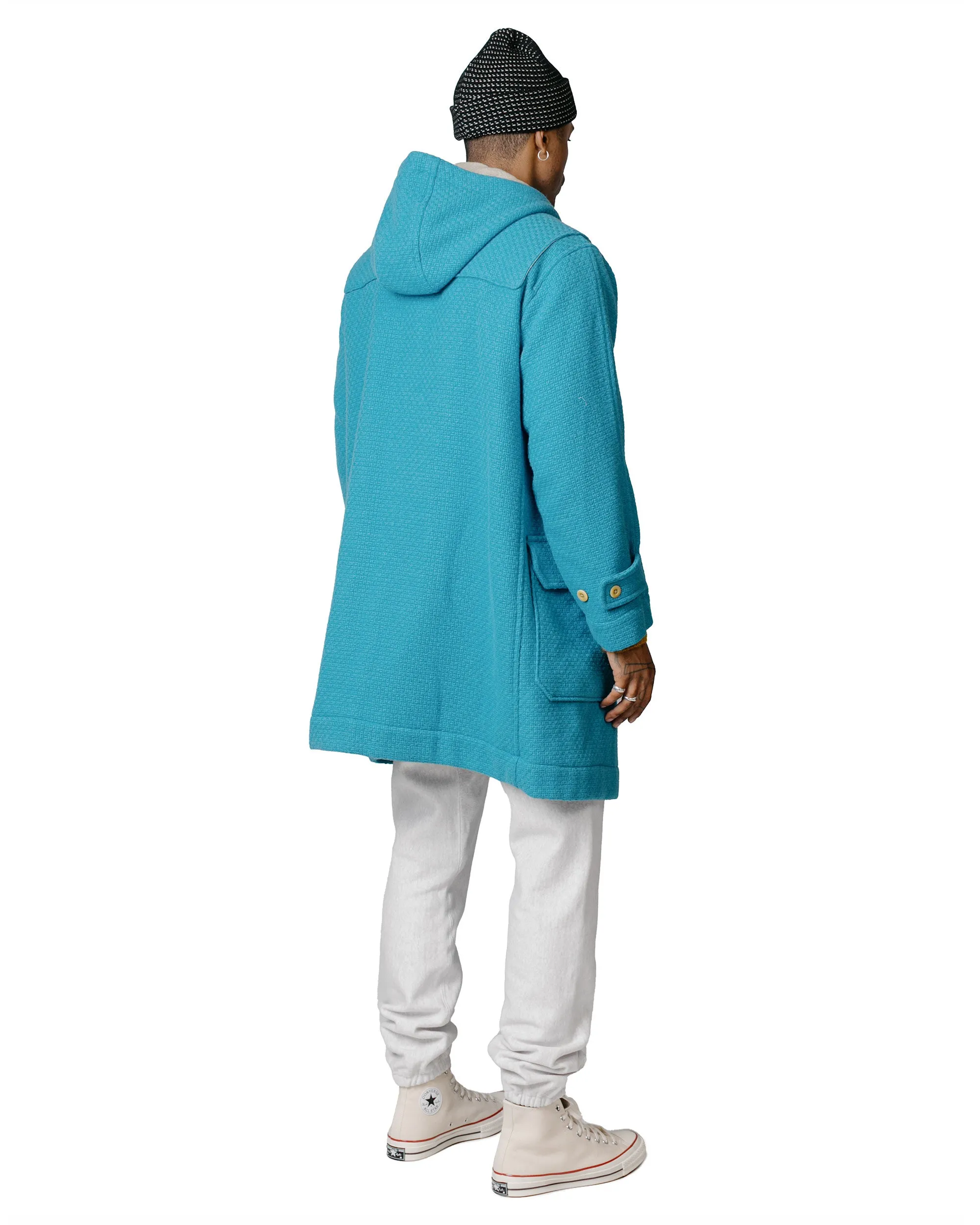 Blue Basketweave Dobby Cloth Duffle Coat