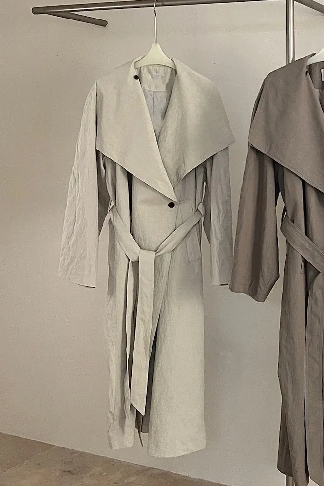 Viscose blend textured spacious trench coat