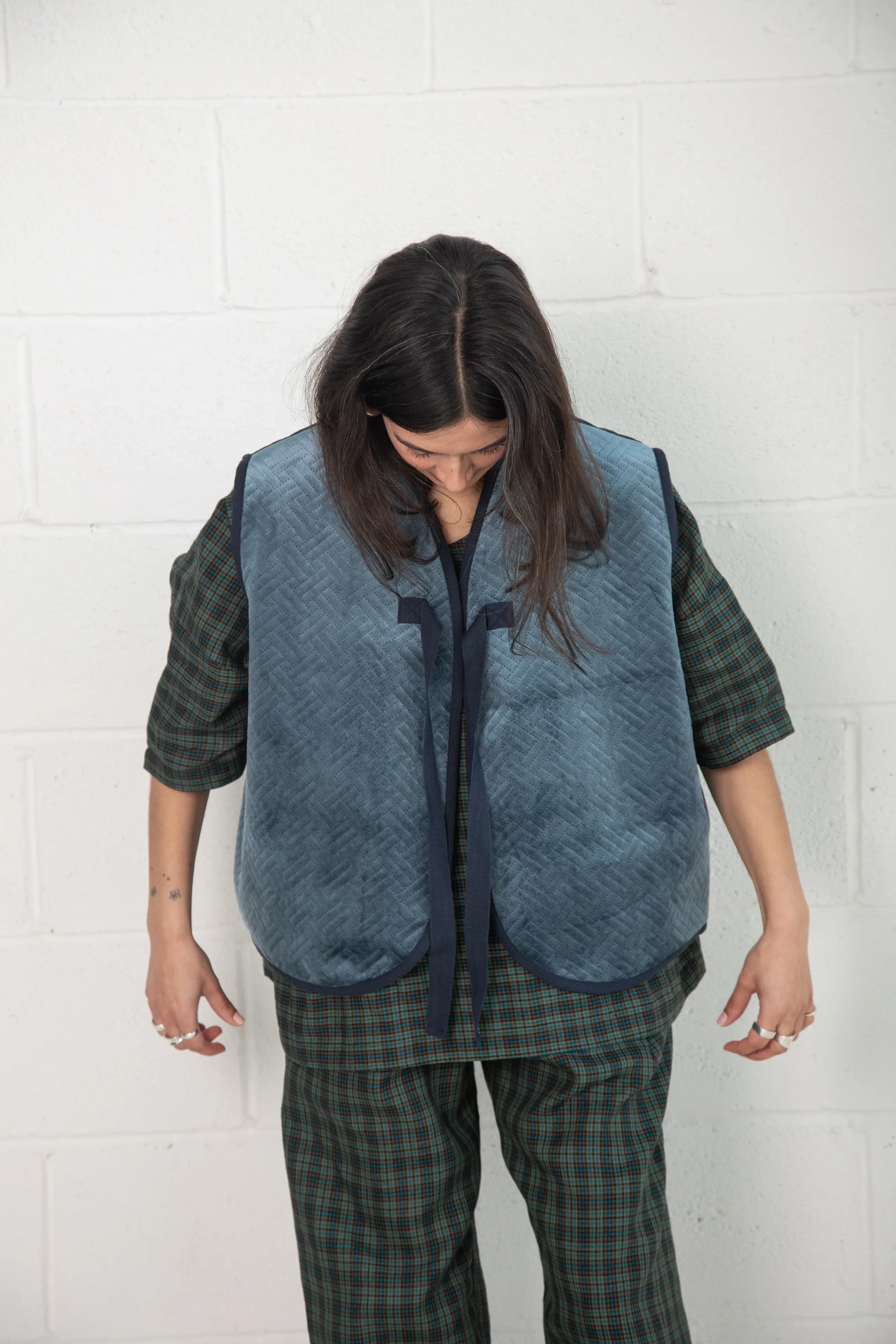 Warwick Vest in Blue Velvet