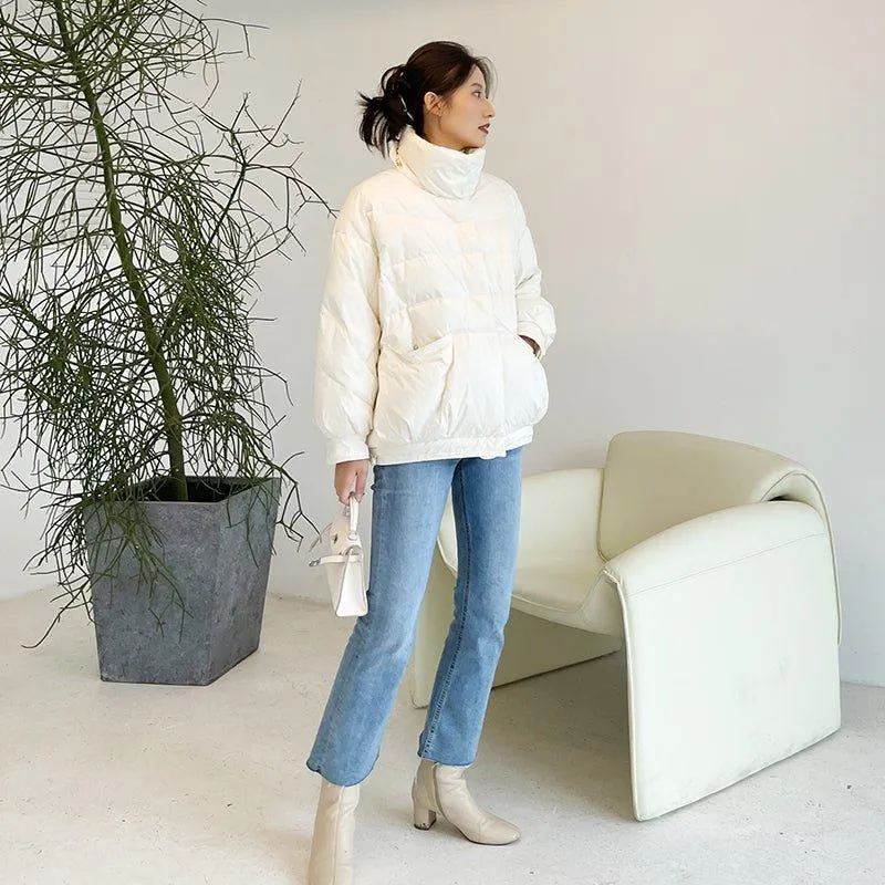 White Quilted Down Puffer Jacket Coat