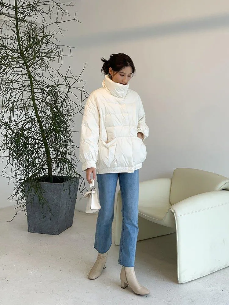 White Quilted Down Puffer Jacket Coat