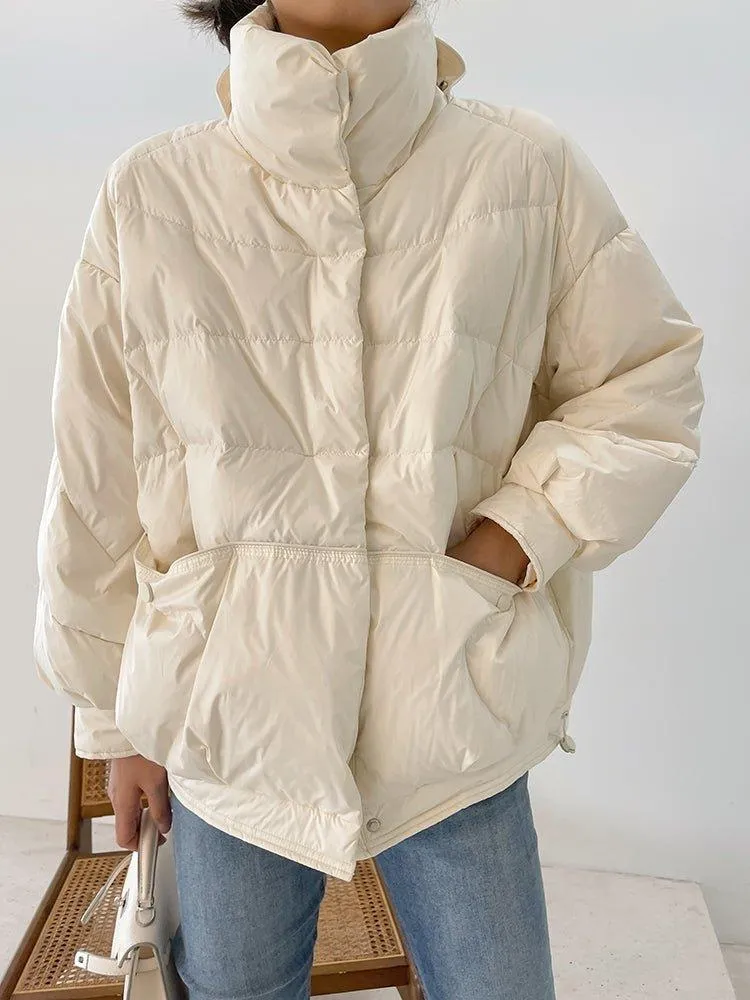 White Quilted Down Puffer Jacket Coat