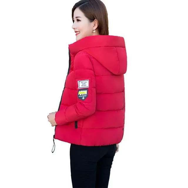 Women DTSTARZG Parkas Winter Coat Casual Thicken Warm Hooded Padded Jackets Female Solid Colorful Styled Outwear Snow Jacket