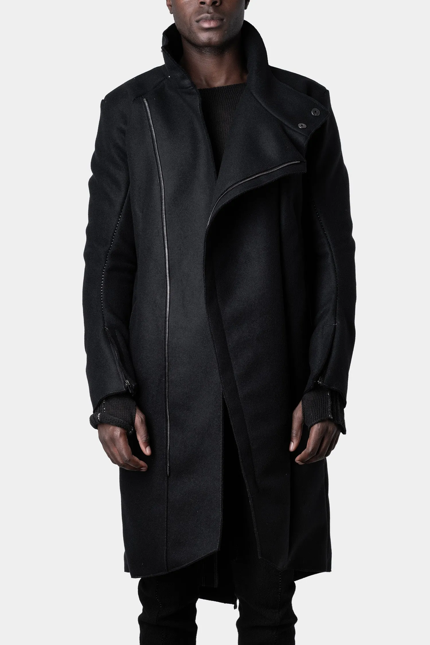 Wool / cashmere moto coat