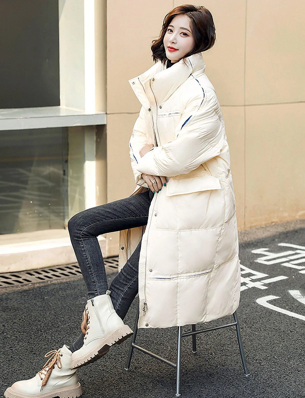 Zip Down Puffer Midi Coat