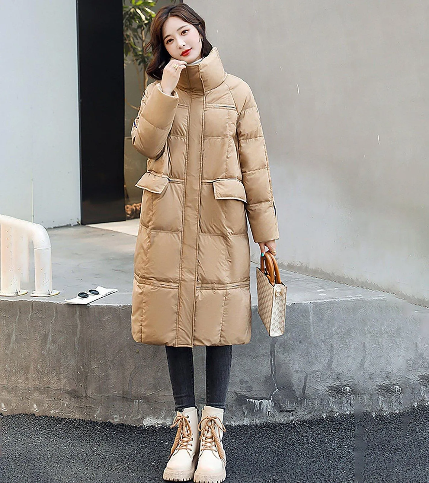 Zip Down Puffer Midi Coat