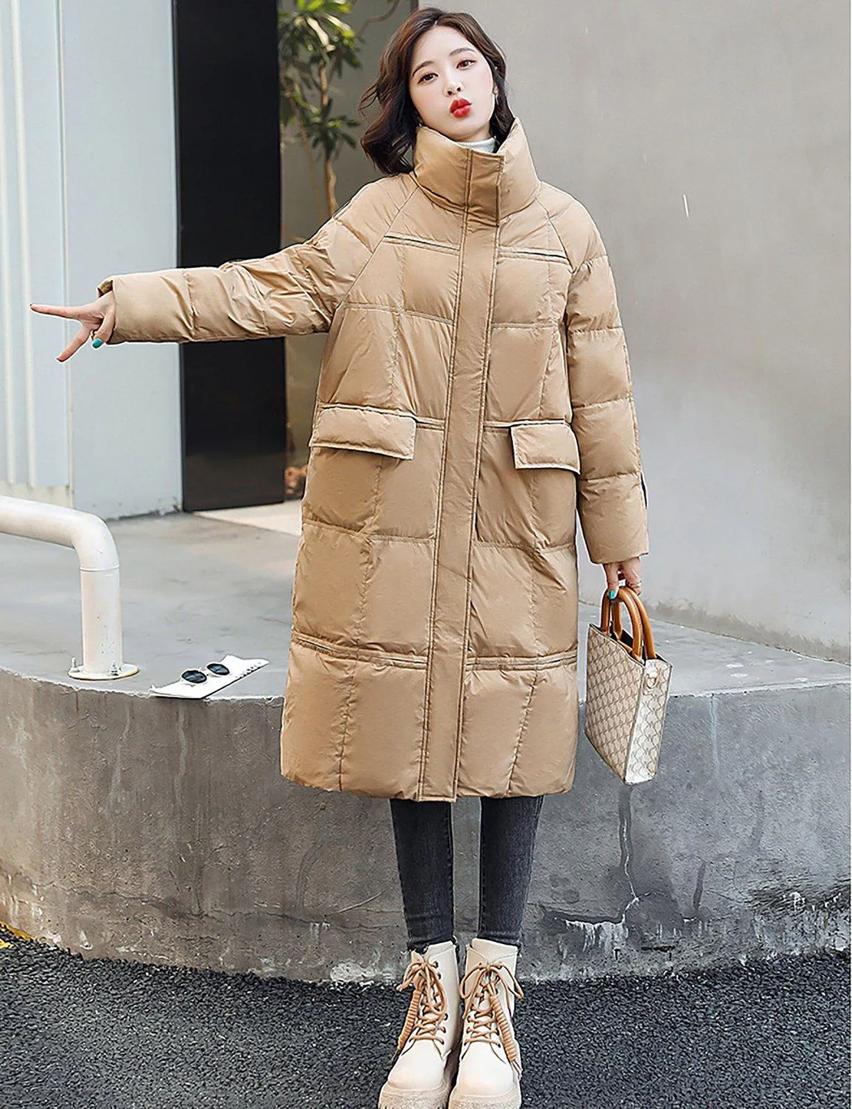 Zip Down Puffer Midi Coat