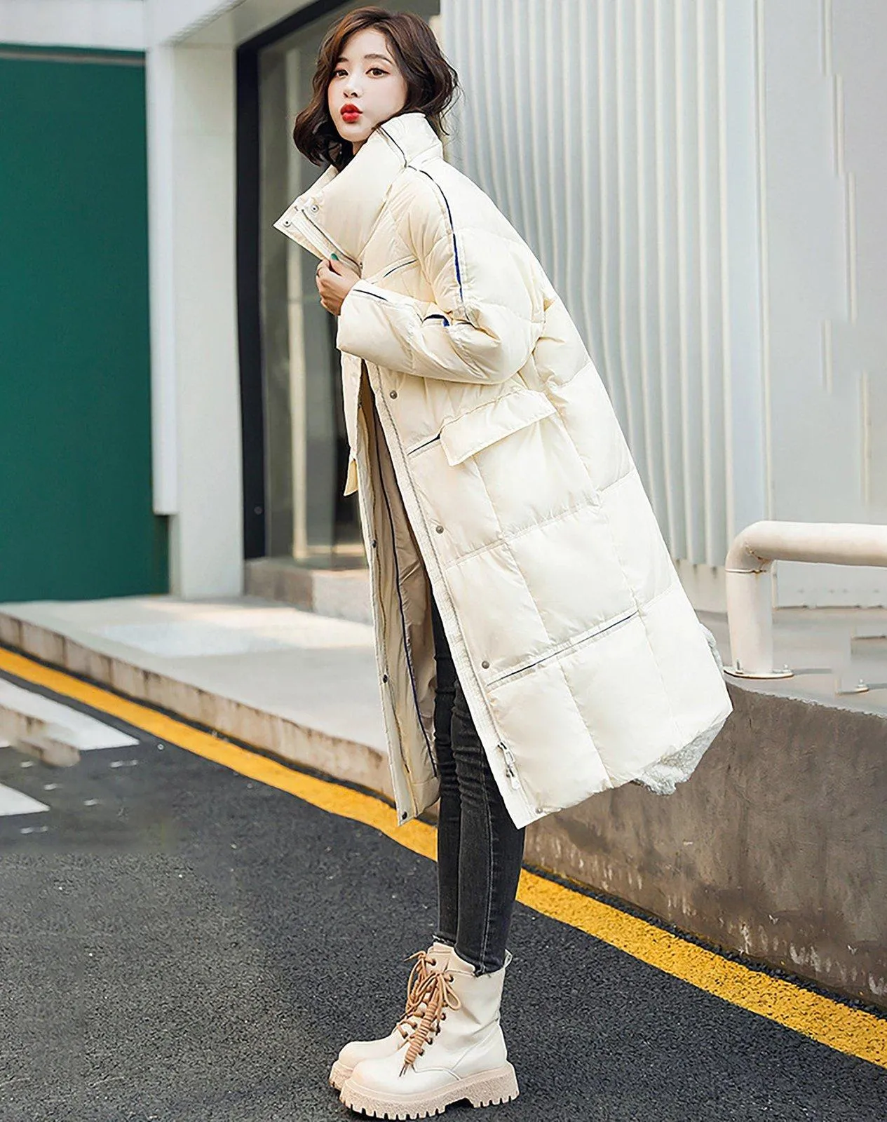 Zip Down Puffer Midi Coat